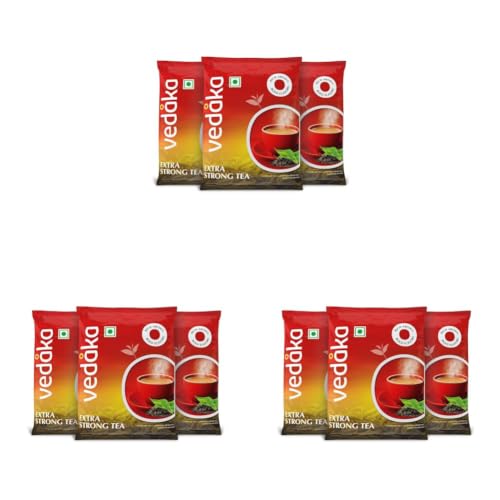 Image of Amazon Brand - Vedaka Extra Strong Tea Powder 1.5Kg | Kadak Chai | Bold & Aromatic | Black Tea | 500G Pack Of 9