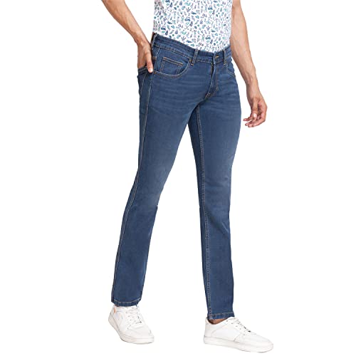 Image of Colorplus Men's Fitted Cotton Jeans (CJYT00506B5 Blue)