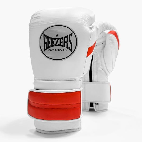 Geezers FS1 Training Boxing Gloves - Hook and Loop (White/Lumi Orange, 12oz) โ image 1