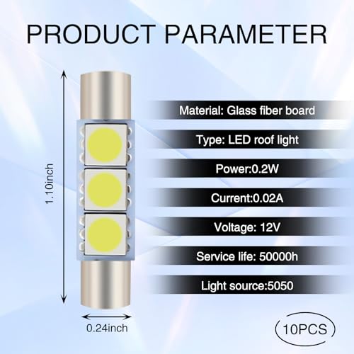 10 Piezas Luz LED de Lectura para Auto 28mm 6614F miniatura 2