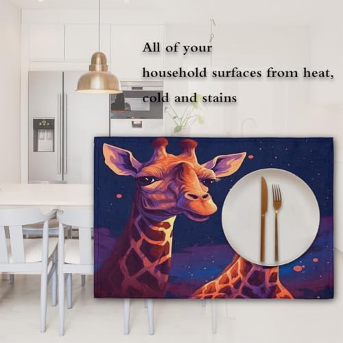 Set de table girafe lavable et antidérapant lot de 6 pièces de taille 45,7 x 30,5 cm