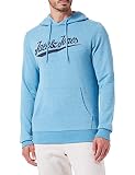 JACK&JONES Men's JJSTRUCTURE Embroidery Hood Hooded Sweatshirt, Mediterranian Blue, XL