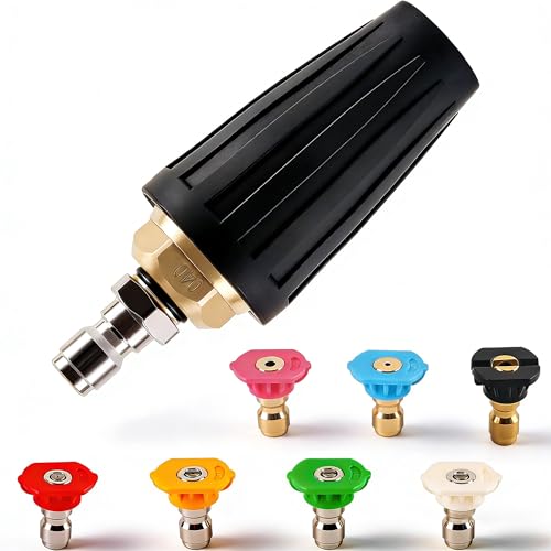 AutoViteX Pressure Washer Tips Turbo Nozzle 4000 PSI with 7 Pieces Spray Tips 4.0 GPM 4.0 Orifice 1/4 Quick Connect for Concrete Cleaning Brick and Vinal Surfaces