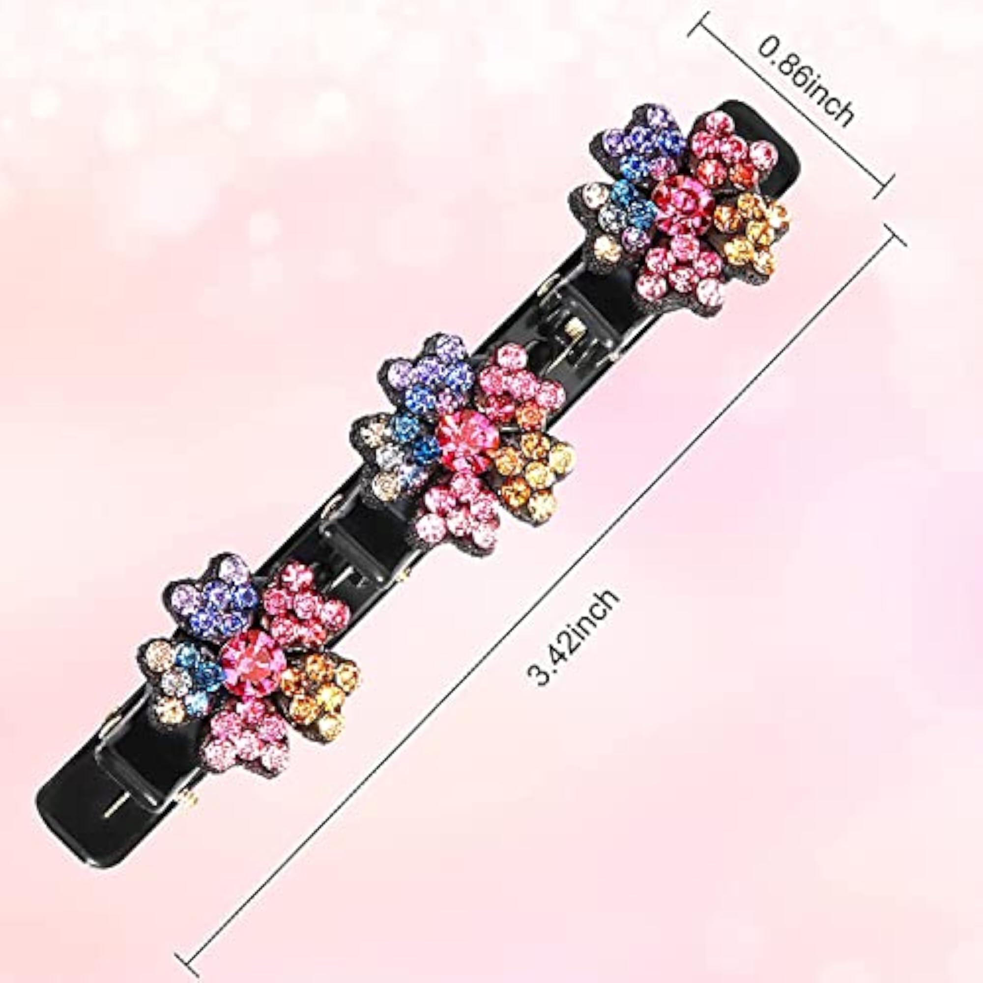 4 Pcs Braided Hair Clip Set with Crystal Rhinestone