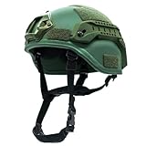 Schutzhelm taktisch kugelsicher- KATLOCK Mich grün I Ballistischer Helm aus Aramid mit Kinnriemen I Kugelsicherer Helm I Helm schusssicher mit Haltevorrichtung bis zu 115 lb (52 kg) Zugbelastung