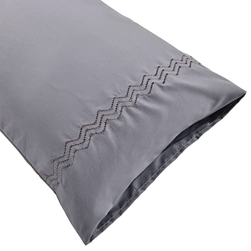 Dachengxiaorui Sheet Set Breathable & Cooling Hotel Solid Polyester Embroider Bed Sheets Extra Soft Deep Pockets 4 Piece Set Fitted Sheets (Gray, Twin) #TOP6