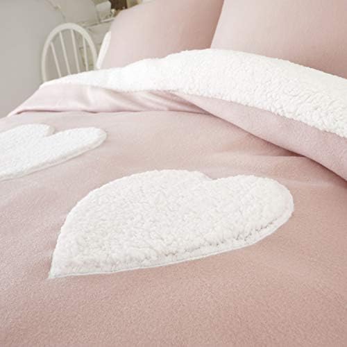 Catherine Lansfield Cosy Heart Single Duvet Set Blush