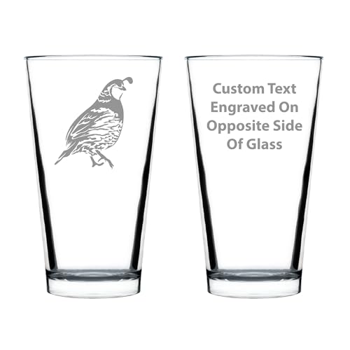 Custom Quail Pint Glass for Bird Gifts - 16 oz