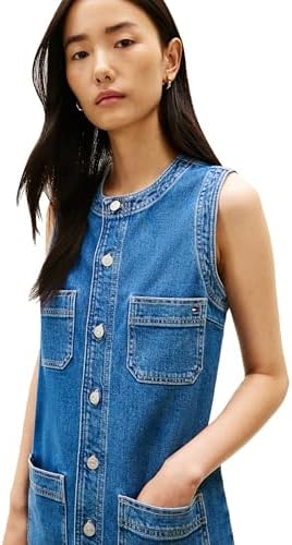 Tommy Hilfiger Women's Denim Sleeveless Mini Dress,MID Blue 8: Buy Online at Best Price in UAE