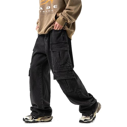 Grunge Emo Pants Y2k Baggy Jeans Fashion Denim Cargo Pants Japanese High Street Pants Multi Pocket Pants for Men