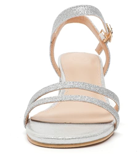 DADAWEN Women's Open Toe Ankle Strap Low Block Chunky Heels Sandals Party Wedding Dress Pumps Shoes4