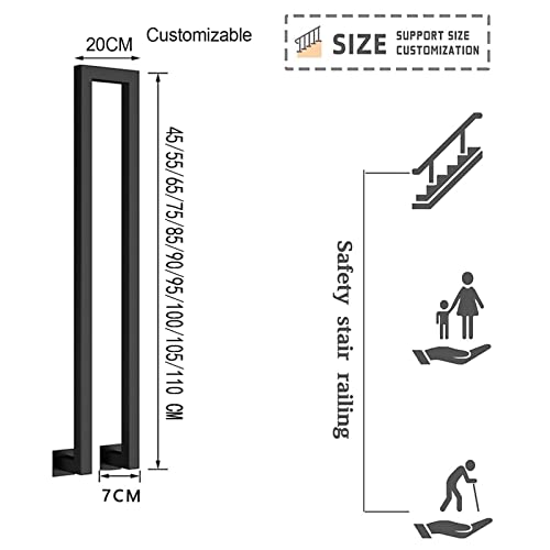 Rampe d'escalier en métal noir anti chute support mural 200kg - 3
