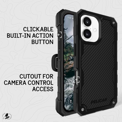 Image of Pelican Shield iPhone 16 Case - Rugged MagSafe Phone Case - Carbon