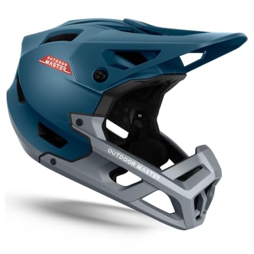 OutdoorMaster Full Face Mountain Bike Helmet for Men & Women-Two Removable Chin Pad Mountain Bike Helmet Grizzly, Ventilation Lightweight Racing Downhill DH BMX MTB Helmet (Azure Blue, Large)