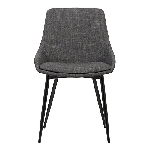 Armen Living Mia Contemporary Upholstered Chair With Metal Legs, Dining Height, Charcoal #TOP3