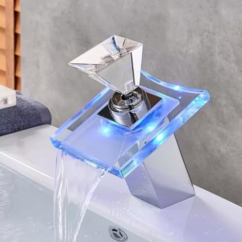 Robinet de lavabo LED anti-brûlure mitigeur cascade pour sécurité vasque - 5