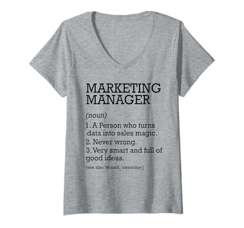 Femme Marketing Manager Définition de poste personnalisée drôle T-Shirt avec Col en V