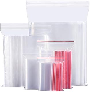 400 Grip Seal Bags,4 Sizes Resealable Bags Plastic Poly Self Seal for Kitchen Jewellery Craft Beads Small Cookies Sweets Storage -4 * 6cm/6 * 9cm/10 * 15cm/12 * 18cm
