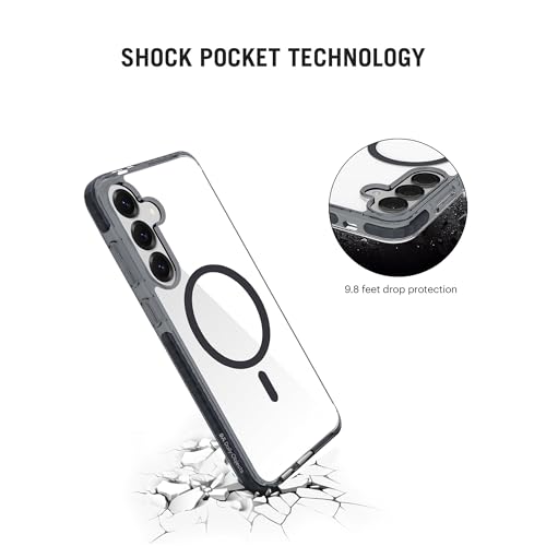 Image of DailyObjects Black Stride Clear Case Cover Compatible with Samsung Galaxy S25 Plus | Wireless Charging Slim Back Cover | 2 Layer Edge Protection & Shockproof