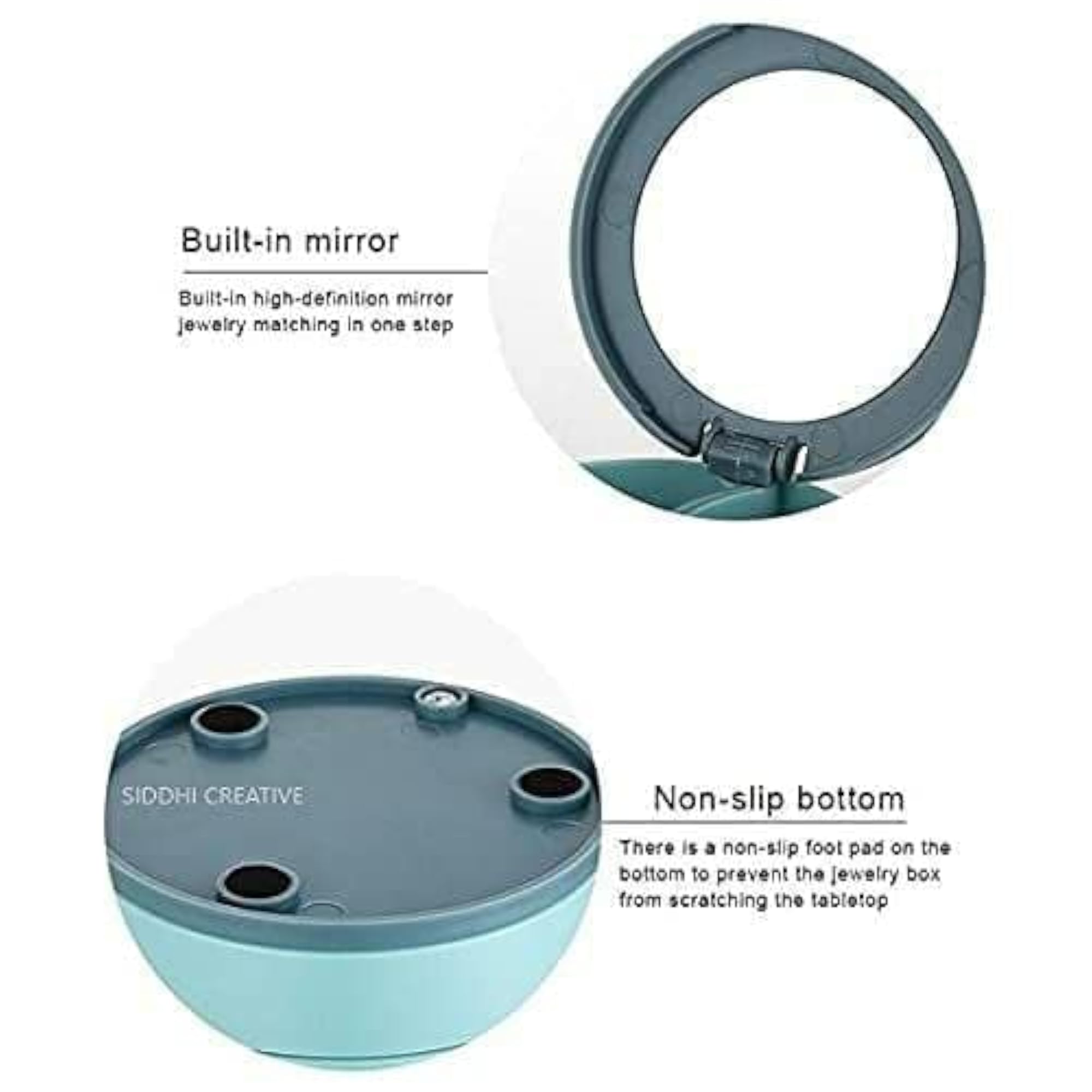4 Layer Rotating Jewellery Organizer Box with Mirror, Desktop Storage