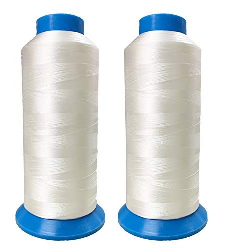 Himapro Set Of 2 Huge White Spools Bobbin Thread For Embroidery Machine And Sewing Machine - 5500 Yards (5000 Meters) Each - 100% Polyester - White & White #TOP1