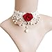 Produktbild NICEWL Perle Blume Anhänger Spitze Halskette,Frauen Viktorianische Weiße Spitze Choker Schmuck,Damen Engagement Kurzen Hals Kette Kragen,Gothic Weihnachtsdekoration