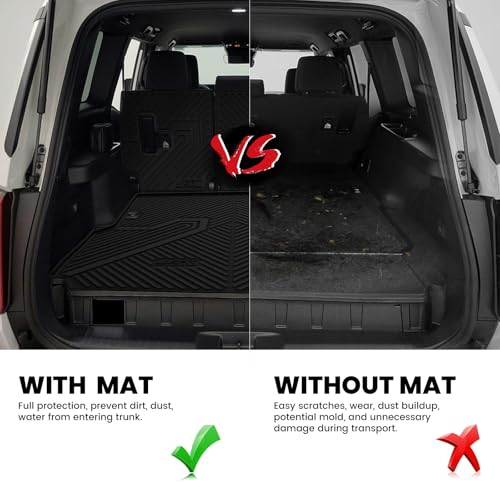 Image of LASFIT Cargo Mats for Land Cruiser LC250 2024-2027 with Backrest Mat | Not LC150 or LC300, Rear Cargo Area, Seatback Protection, All Weather TPE, Custom Laser Fit, Easy to Wash