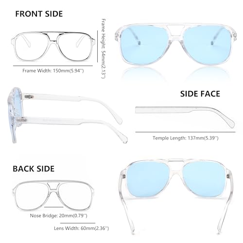 Image of FEISEDY Vintage Retro 70s Plastic Aviator Sunglasses Women Men Classic Large Squared Frame B2751