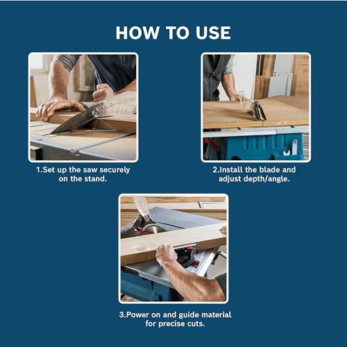 Bosch GTS 254 Corded Electric Table Saw, 1,800W, 254 mm Saw Blade Dia, 4,300 rpm, Metal Stand, Meter Gauge, Dust Extraction, 24.4 Kg + 1 Expert for Wood Circular Saw Blade, 1 Year Warranty