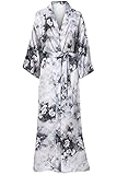 BABEYOND Womens Kimono Robe Long Floral Wedding Robes for Bridesmaids Satin Silk Kimono Nightgown...