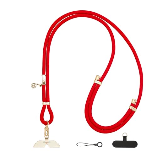 GOODAYY Phone Lanyard Crossbody, Adjustable Mobile Phone Strap Crossbody with 1 Metal and 1 Nylon Durable Patch, Universal Phone Lanyard for Neck Wrist Outdoor Phone Accessories(Diameter 9mm)