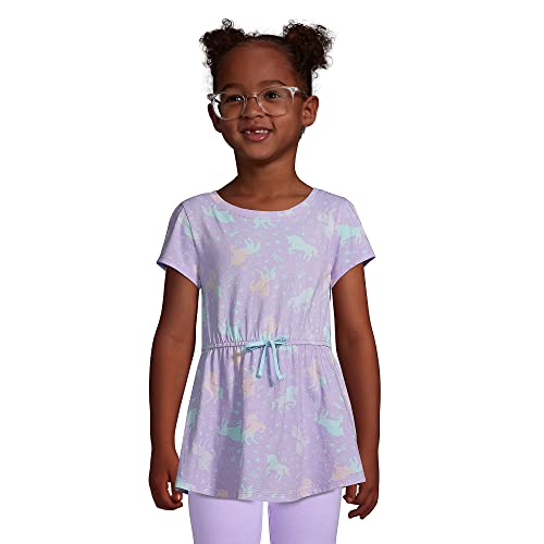 Lands' End Girls Ss Gathered Waist Tunic Top Lavender Unicorns Kids Medium #TOP1