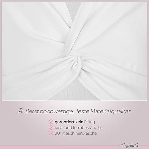 Foto von tanzmuster ® Ballettjacke Mädchen Langarm - Mia - aus sehr weichem Baumwollstoff Ballett Top zum Reinschlüpfen in weiß, Größe 128/134