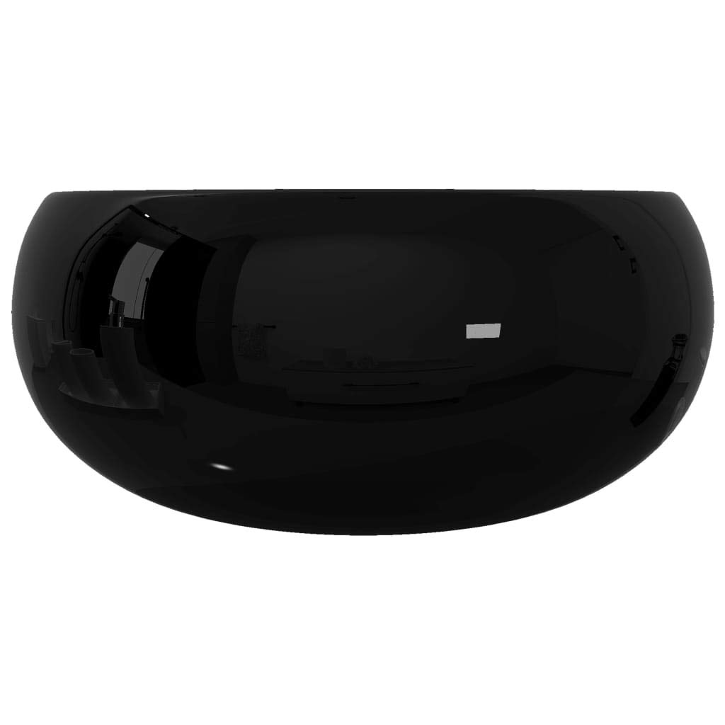 vidaXL Lavabo Redondo Cerámica Negro 40x15 cm Lavamanos Lavatorio Grifo Baño