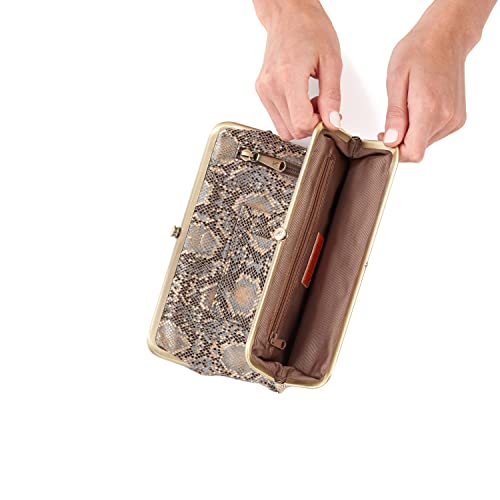 Hobo Lauren Leather Clutch For Women - Clasp Closure, Three Card Slots, Zip Pocket, And Id Holder Bag Metal Snake One Size One Size #TOP4