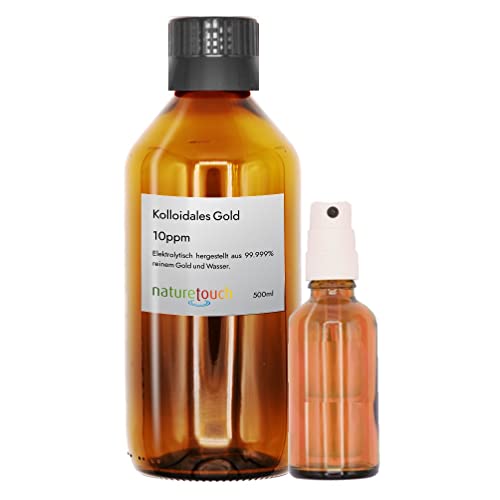 Kolloidales Gold Naturetouch 10ppm 500ml mit 50ml Sprayflasche