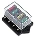 4 Way Blade Fuse Box Holder Block Auto Car Van Marine Motorcycle Boat Universal Metal Fuse Box for Standard Blade Fuses ATO Holder Block Car Boat Marine