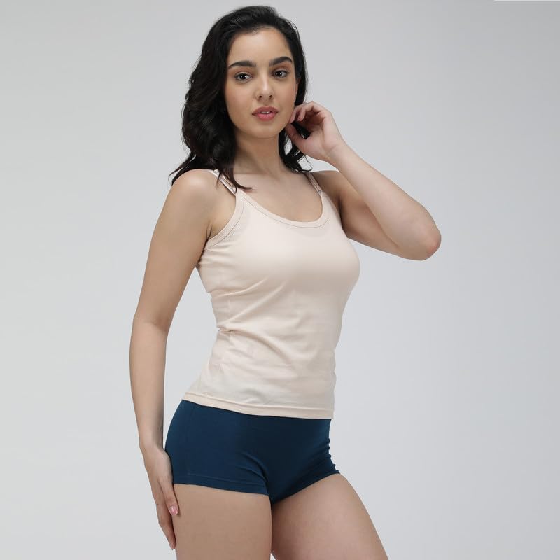 Image of Amul Comfy Cotton Adjustable Slips|Camisole|Pack of 3| Innerwear for Women(Assorted Colours May Vary)