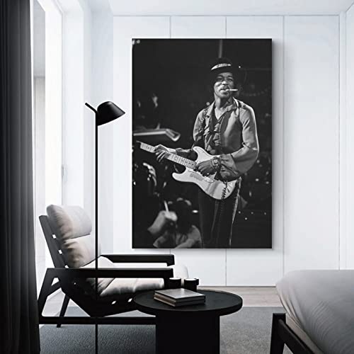 Flowerwine Jimi Singer Hendrix Poster Canvas Wall Art Room Decor Picture For Bedroom Office Bar And Dormitory 12X18Inch(30X45Cm) #TOP2