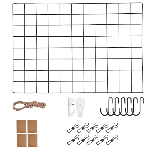 WUZILIN Wandgitter Schwarz Wanddekor Multifunktionale Gitterwand DIY Eisen Gitter der Fotowand Dekoration .Pinnwand Foto an der Memoboard Hängen in der Familie Küche (45 * 65cm)