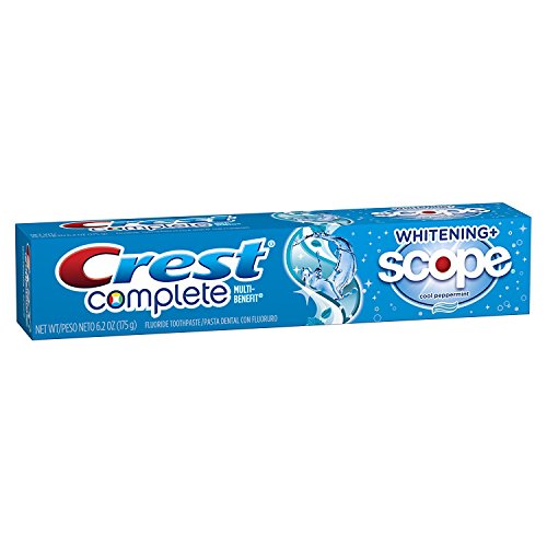 Crest, Complete, Whitening + Scope, Cool Peppermint Toothpaste, 6.2oz Tube (Pack of 3)
