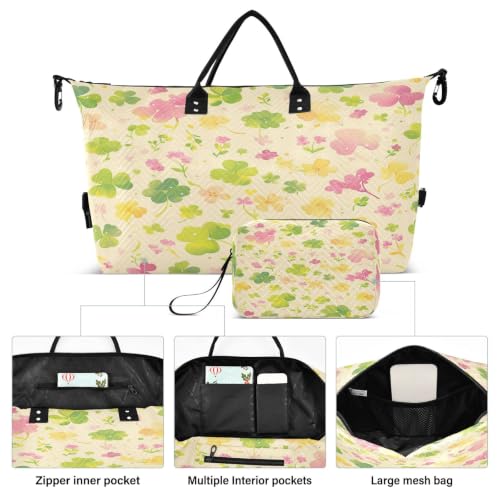 Bolsas de viaje para gimnasio con tréboles amarillos para escapadas de fin de semana 2