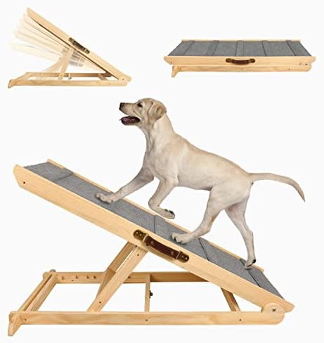 Adjustable Pet Ramp for All Dogs and Cats,42" Long and Adjustable from 14” to 26” with Paw Traction Mat Dog Car Ramps for SUV, Bed, Couch-Great for Small and Older Animals