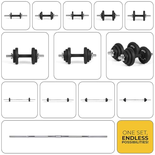 Image of The Cube Club Adjustable Cast Iron Dumbbell Sets with Portable Packing Box 2In1 Dumbbells Barbell with Connecting Rod,50kg Home Gym Training Free Weight Set for Men & Women