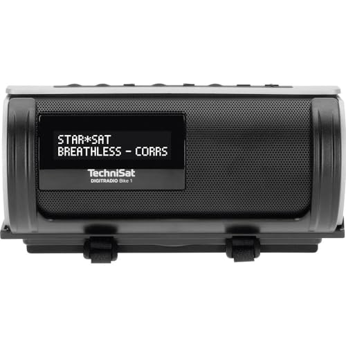 TechniSat DIGITRADIO Bike 1 - Radio per bicicletta DAB+ (FM, alloggiamento idrorepellente IP65, display OLED, streaming audio Bluetooth, staffa per manubrio/telaio, batteria ricaricabile, 2 watt) nero