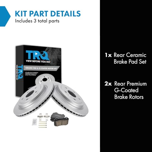 Image of TRQ Rear Brake Pad and Rotor Set Ceramic Compatible with 2009-2014 Cadillac CTS V Brake Code JE5