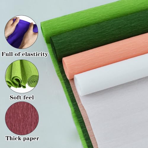 Image of BEISHIDA Green Champagne White Crepe Paper Roll, 4 Rolls Crepe Paper Sheet