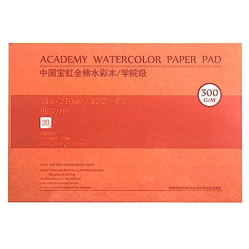 MEEDEN Aquarellpapier Baumwolle: 20 Blatt Watercolor Paper 300g/m² - Glatt 31 x 21 CM - Säurefrei Aquarellblock Malblock DIN Acrylpapier Zeichenpapier für Aquarell Gouache Künstler Kinder