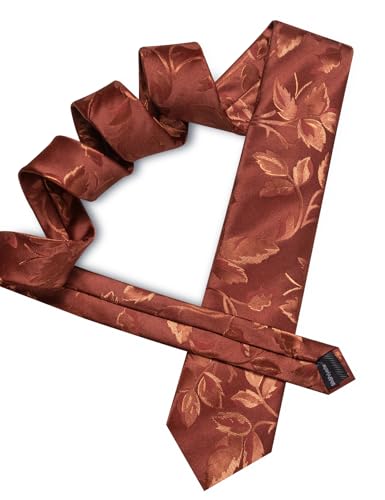 Image of Barry.Wang Flower Ties for Men Handkerchief Cufflinks Set Wedding Necktie Set Party
