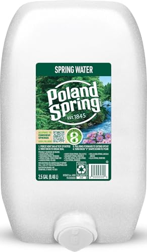 Poland Spring Maine Spring Water Bottles, 2.5 Gallon Jug – Still Bottled Water with Naturally Occurring Minerals for Taste